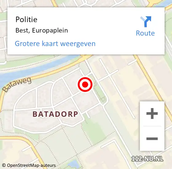 Locatie op kaart van de 112 melding: Politie Best, Europaplein op 30 november 2024 16:08