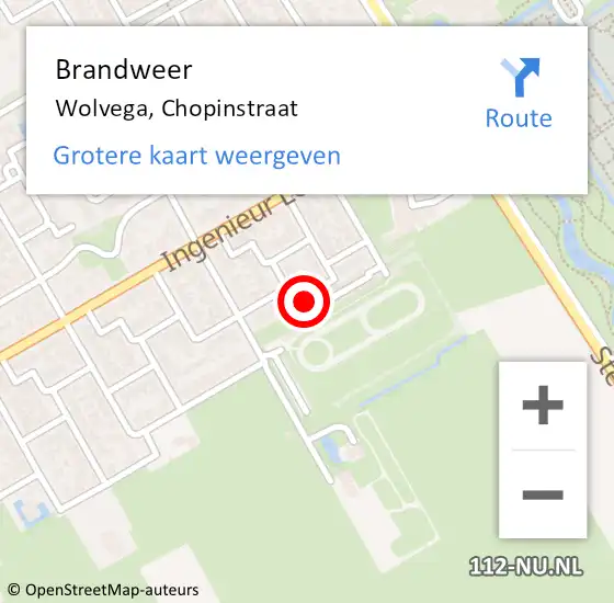 Locatie op kaart van de 112 melding: Brandweer Wolvega, Chopinstraat op 30 november 2024 16:15