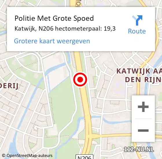 Locatie op kaart van de 112 melding: Politie Met Grote Spoed Naar Katwijk, N206 hectometerpaal: 19,3 op 30 november 2024 16:19