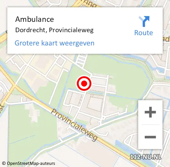 Locatie op kaart van de 112 melding: Ambulance Dordrecht, Provincialeweg op 30 november 2024 16:32