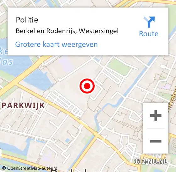 Locatie op kaart van de 112 melding: Politie Berkel en Rodenrijs, Westersingel op 30 november 2024 17:01