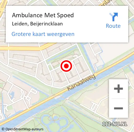 Locatie op kaart van de 112 melding: Ambulance Met Spoed Naar Waddinxveen, Beijerincklaan op 30 november 2024 17:12