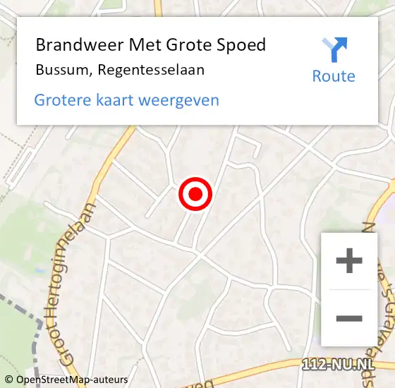 Locatie op kaart van de 112 melding: Brandweer Met Grote Spoed Naar Bussum, Regentesselaan op 28 oktober 2014 18:38