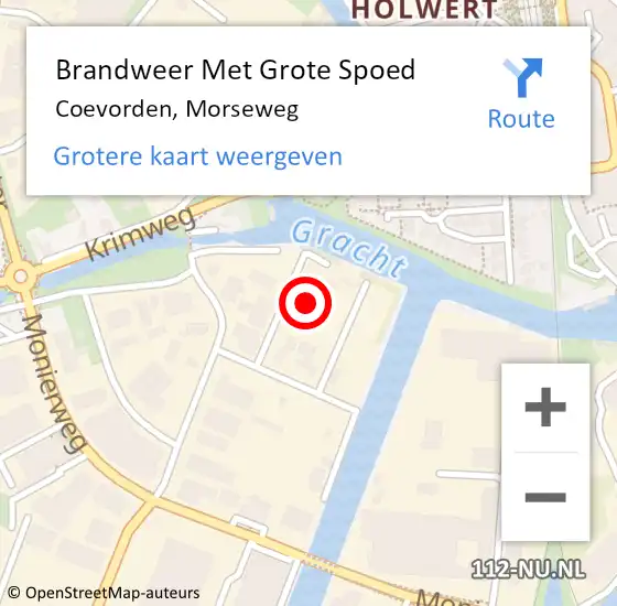 Locatie op kaart van de 112 melding: Brandweer Met Grote Spoed Naar Coevorden, Morseweg op 30 november 2024 17:57