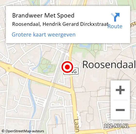 Locatie op kaart van de 112 melding: Brandweer Met Spoed Naar Roosendaal, Hendrik Gerard Dirckxstraat op 30 november 2024 18:05