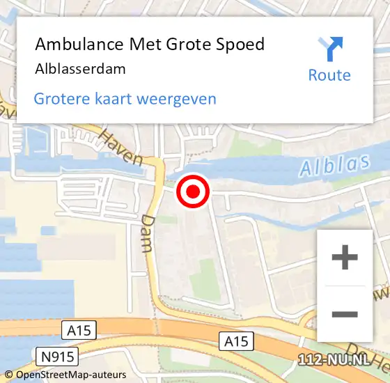 Locatie op kaart van de 112 melding: Ambulance Met Grote Spoed Naar Alblasserdam op 30 november 2024 18:06