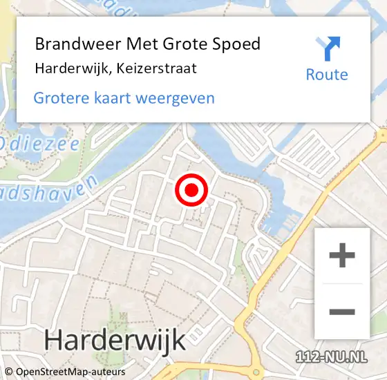 Locatie op kaart van de 112 melding: Brandweer Met Grote Spoed Naar Harderwijk, Keizerstraat op 30 november 2024 18:20