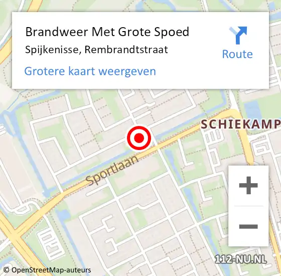 Locatie op kaart van de 112 melding: Brandweer Met Grote Spoed Naar Spijkenisse, Rembrandtstraat op 30 november 2024 18:23