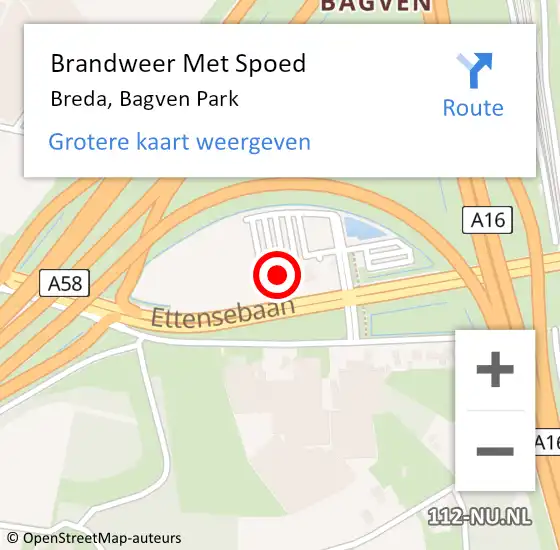 Locatie op kaart van de 112 melding: Brandweer Met Spoed Naar Breda, Bagven Park op 30 november 2024 18:29