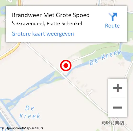 Locatie op kaart van de 112 melding: Brandweer Met Grote Spoed Naar 's-Gravendeel, Platte Schenkel op 30 november 2024 18:38