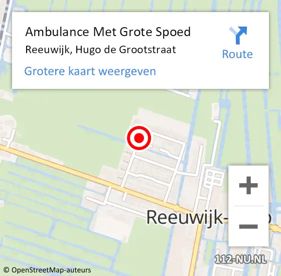 Locatie op kaart van de 112 melding: Ambulance Met Grote Spoed Naar Reeuwijk, Hugo de Grootstraat op 30 november 2024 18:41