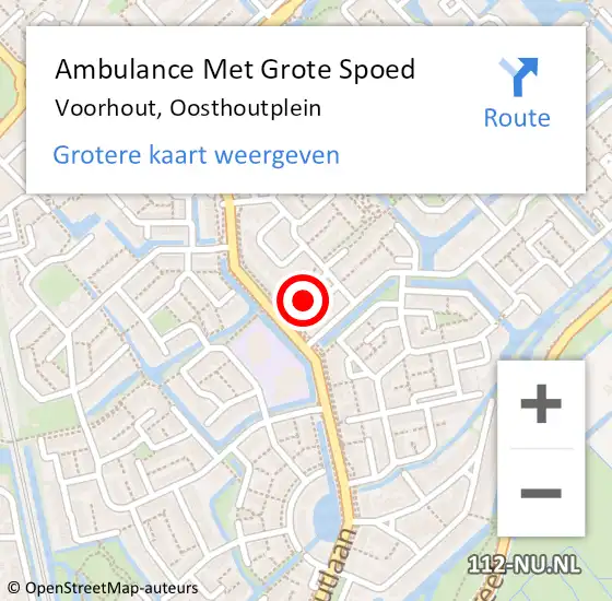 Locatie op kaart van de 112 melding: Ambulance Met Grote Spoed Naar Voorhout, Oosthoutplein op 30 november 2024 19:30