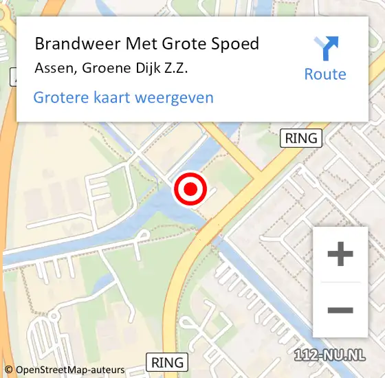 Locatie op kaart van de 112 melding: Brandweer Met Grote Spoed Naar Assen, Groene Dijk Z.Z. op 30 november 2024 19:30