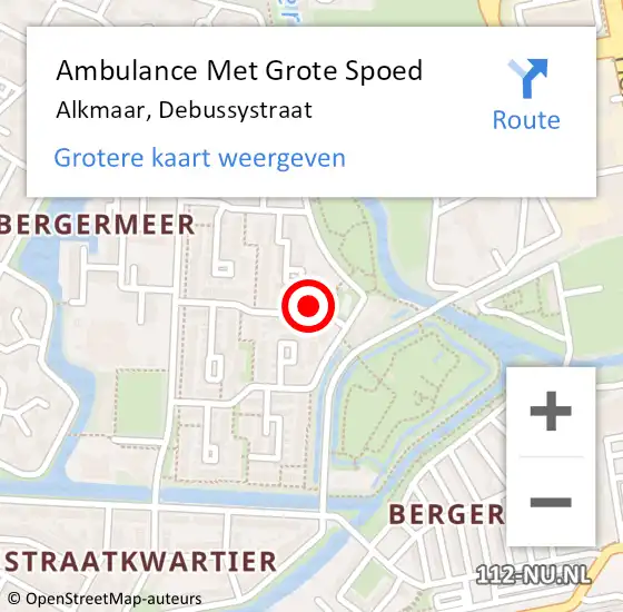 Locatie op kaart van de 112 melding: Ambulance Met Grote Spoed Naar Alkmaar, Debussystraat op 30 november 2024 19:35