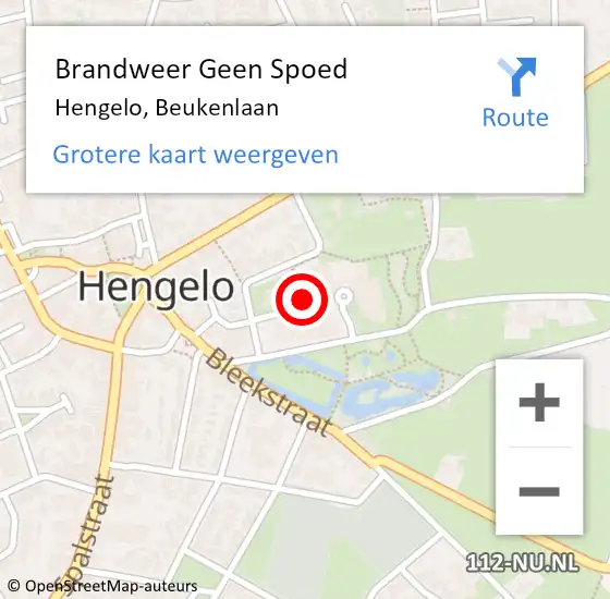 Locatie op kaart van de 112 melding: Brandweer Geen Spoed Naar Hengelo, Beukenlaan op 30 november 2024 19:49