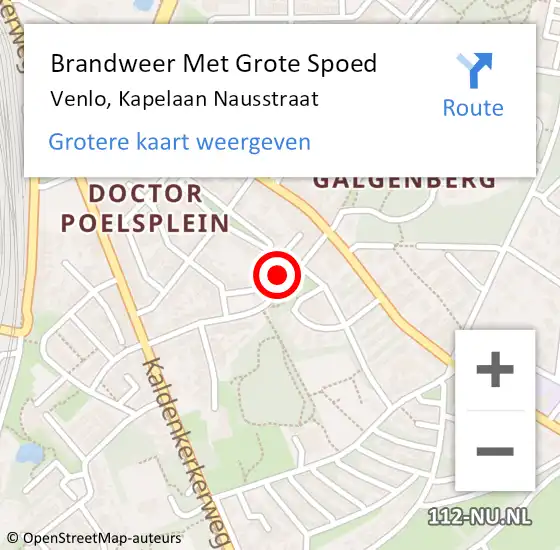 Locatie op kaart van de 112 melding: Brandweer Met Grote Spoed Naar Venlo, Kapelaan Nausstraat op 30 november 2024 19:55