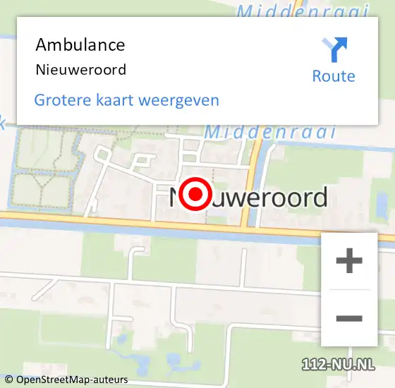 Locatie op kaart van de 112 melding: Ambulance Nieuweroord op 30 november 2024 20:04