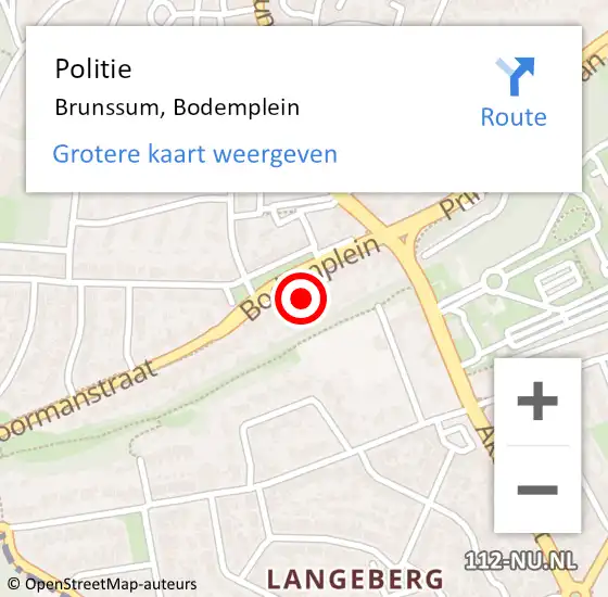 Locatie op kaart van de 112 melding: Politie Brunssum, Bodemplein op 30 november 2024 20:06