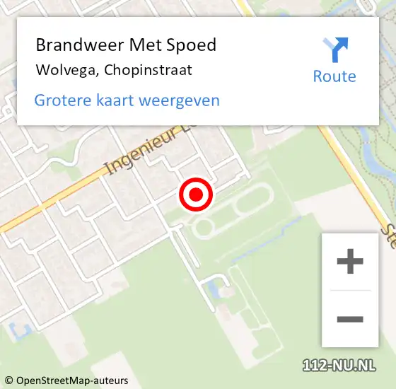 Locatie op kaart van de 112 melding: Brandweer Met Spoed Naar Wolvega, Chopinstraat op 30 november 2024 20:20