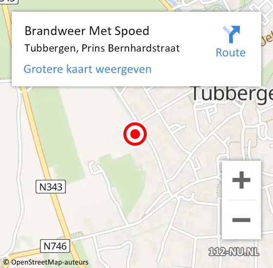 Locatie op kaart van de 112 melding: Brandweer Met Spoed Naar Tubbergen, Prins Bernhardstraat op 30 november 2024 20:31