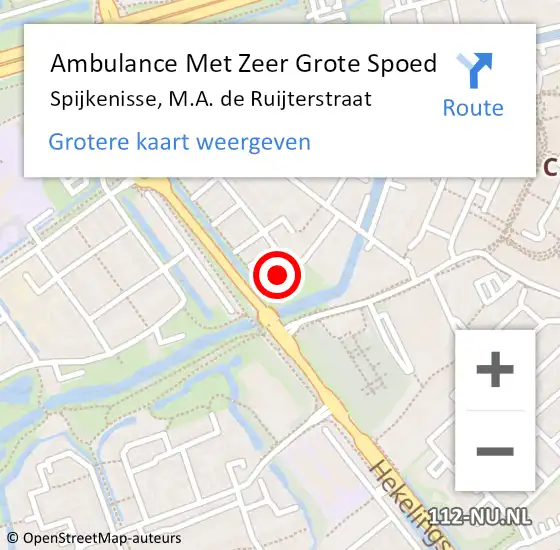 Locatie op kaart van de 112 melding: Ambulance Met Zeer Grote Spoed Naar Spijkenisse, M.A. de Ruijterstraat op 30 november 2024 20:50