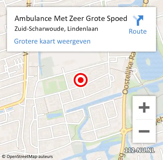 Locatie op kaart van de 112 melding: Ambulance Met Zeer Grote Spoed Naar Zuid-Scharwoude, Lindenlaan op 30 november 2024 20:59