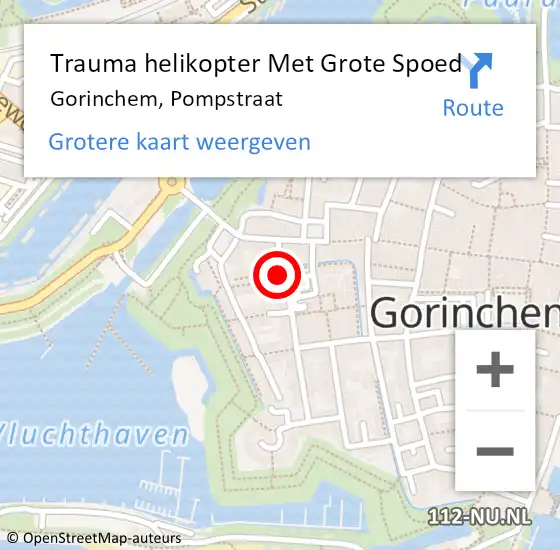 Locatie op kaart van de 112 melding: Trauma helikopter Met Grote Spoed Naar Gorinchem, Pompstraat op 30 november 2024 21:47