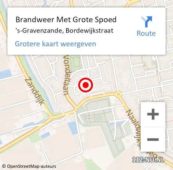 Locatie op kaart van de 112 melding: Brandweer Met Grote Spoed Naar 's-Gravenzande, Bordewijkstraat op 30 november 2024 22:02