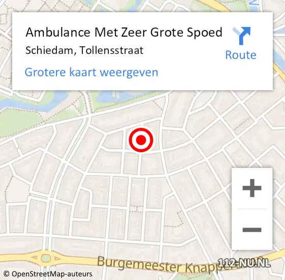 Locatie op kaart van de 112 melding: Ambulance Met Zeer Grote Spoed Naar Schiedam, Tollensstraat op 30 november 2024 22:03