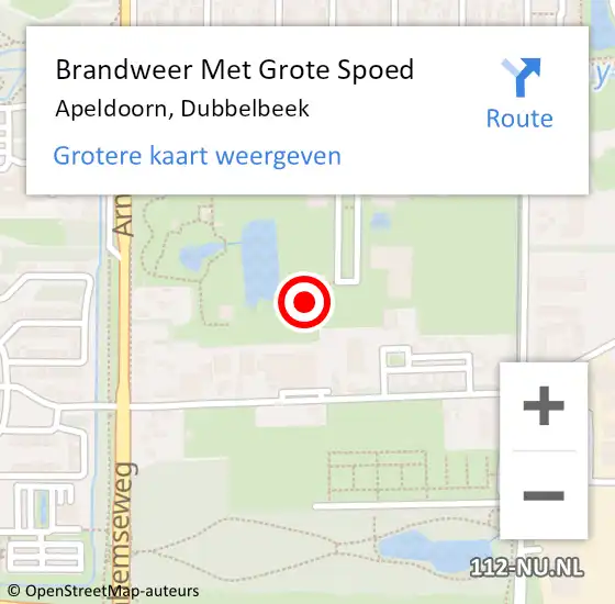 Locatie op kaart van de 112 melding: Brandweer Met Grote Spoed Naar Apeldoorn, Dubbelbeek op 30 november 2024 22:18