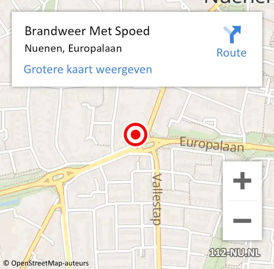 Locatie op kaart van de 112 melding: Brandweer Met Spoed Naar Nuenen, Europalaan op 30 november 2024 22:30