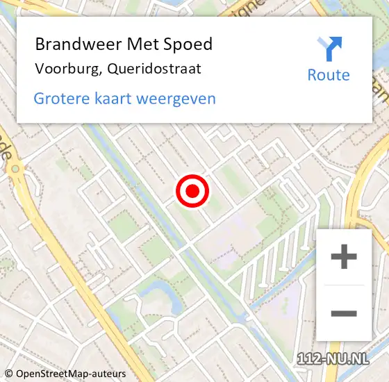 Locatie op kaart van de 112 melding: Brandweer Met Spoed Naar Voorburg, Queridostraat op 30 november 2024 22:31