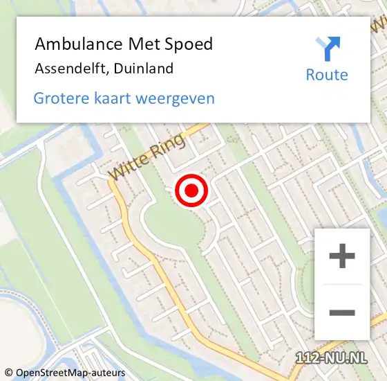 Locatie op kaart van de 112 melding: Ambulance Met Spoed Naar Assendelft, Duinland op 30 november 2024 22:34