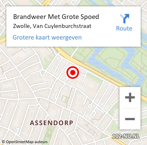 Locatie op kaart van de 112 melding: Brandweer Met Grote Spoed Naar Zwolle, Van Cuylenburchstraat op 30 november 2024 22:34