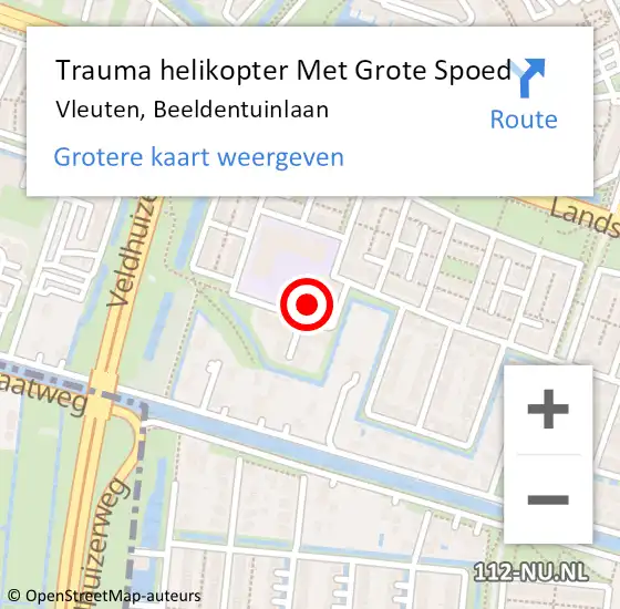 Locatie op kaart van de 112 melding: Trauma helikopter Met Grote Spoed Naar Vleuten, Beeldentuinlaan op 30 november 2024 22:55