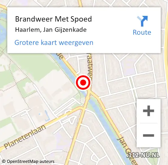 Locatie op kaart van de 112 melding: Brandweer Met Spoed Naar Haarlem, Jan Gijzenkade op 30 november 2024 22:58