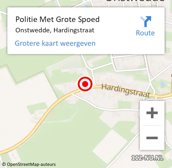 Locatie op kaart van de 112 melding: Politie Met Grote Spoed Naar Onstwedde, Hardingstraat op 30 november 2024 23:22