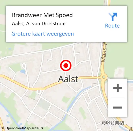 Locatie op kaart van de 112 melding: Brandweer Met Spoed Naar Aalst, A. van Drielstraat op 30 november 2024 23:26