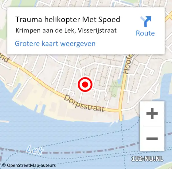 Locatie op kaart van de 112 melding: Trauma helikopter Met Spoed Naar Krimpen aan de Lek, Visserijstraat op 30 november 2024 23:39