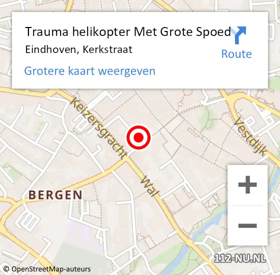 Locatie op kaart van de 112 melding: Trauma helikopter Met Grote Spoed Naar Eindhoven, Kerkstraat op 30 november 2024 23:42