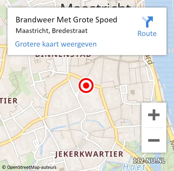 Locatie op kaart van de 112 melding: Brandweer Met Grote Spoed Naar Maastricht, Bredestraat op 30 november 2024 23:46