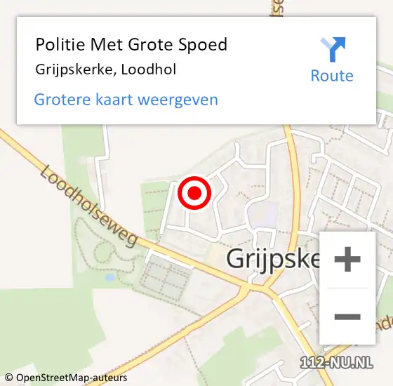 Locatie op kaart van de 112 melding: Politie Met Grote Spoed Naar Grijpskerke, Loodhol op 30 november 2024 23:52