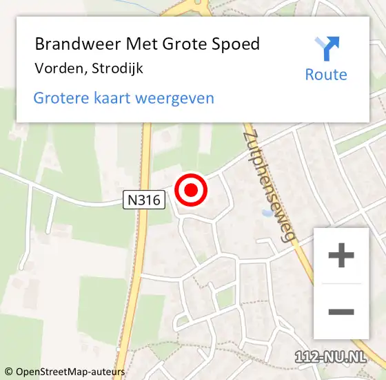 Locatie op kaart van de 112 melding: Brandweer Met Grote Spoed Naar Vorden, Strodijk op 1 december 2024 00:03