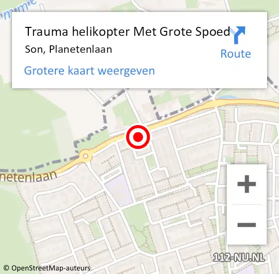 Locatie op kaart van de 112 melding: Trauma helikopter Met Grote Spoed Naar Son, Planetenlaan op 1 december 2024 00:13