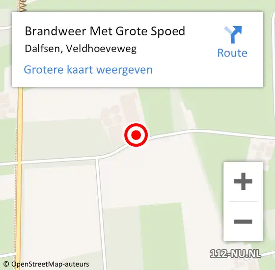 Locatie op kaart van de 112 melding: Brandweer Met Grote Spoed Naar Dalfsen, Veldhoeveweg op 1 december 2024 00:14