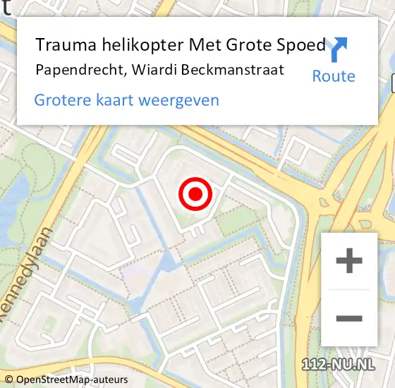 Locatie op kaart van de 112 melding: Trauma helikopter Met Grote Spoed Naar Papendrecht, Wiardi Beckmanstraat op 1 december 2024 00:14