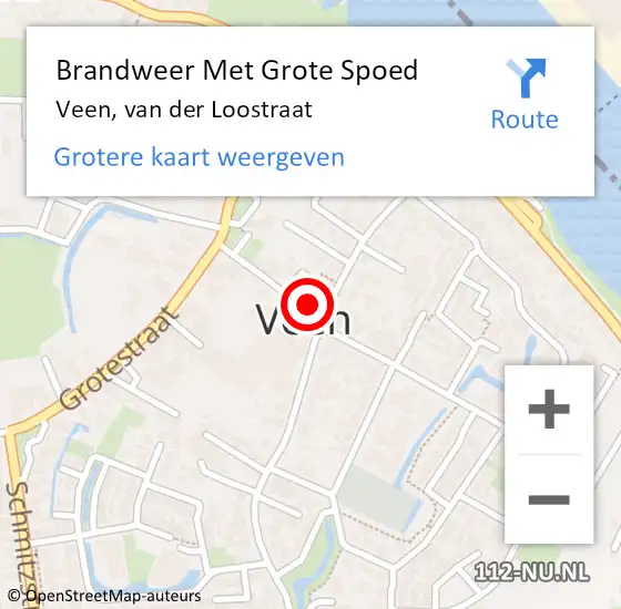 Locatie op kaart van de 112 melding: Brandweer Met Grote Spoed Naar Veen, van der Loostraat op 1 december 2024 00:15