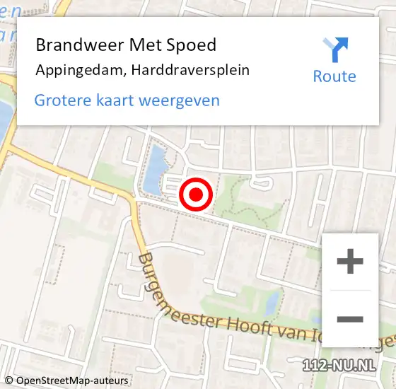 Locatie op kaart van de 112 melding: Brandweer Met Spoed Naar Appingedam, Harddraversplein op 1 december 2024 00:19