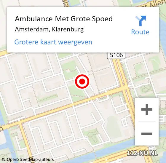 Locatie op kaart van de 112 melding: Ambulance Met Grote Spoed Naar Amsterdam, Klarenburg op 1 december 2024 00:20