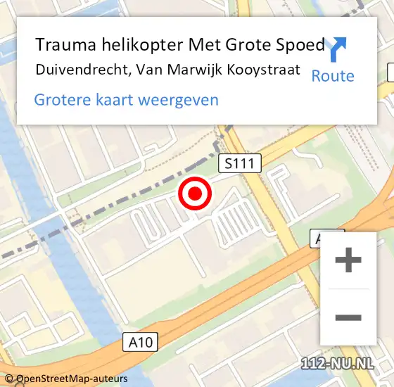 Locatie op kaart van de 112 melding: Trauma helikopter Met Grote Spoed Naar Duivendrecht, Van Marwijk Kooystraat op 1 december 2024 00:40